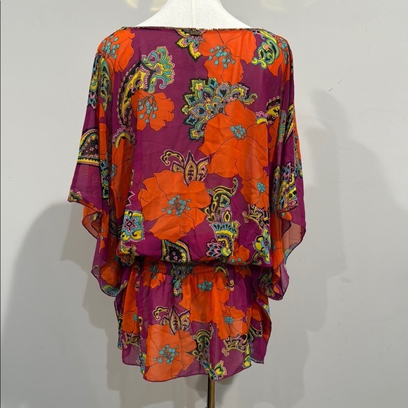 VINTAGE Victoria’s Secret Tunic Top XSBoho Paisley Floral Print, BeadedNeckline. - Picture 3 of 13